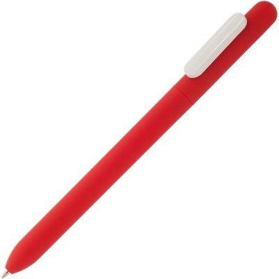 Купить Ручка шариковая Slider Soft Touch, красная с белым с нанесением
