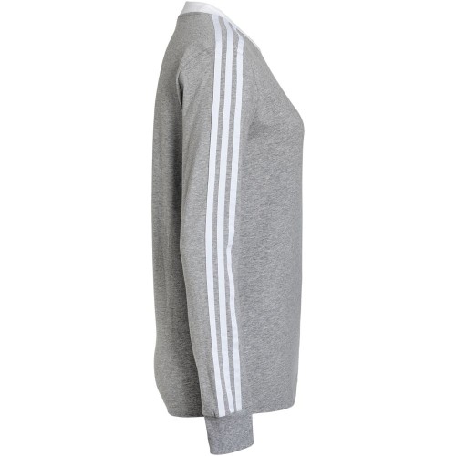 Купить Футболка женская с длинным рукавом 3 Stripes LS, серый меланж с нанесением логотипа Купить Футболка женская с длинным рукавом 3 Stripes LS, серый меланж с нанесением логотипа