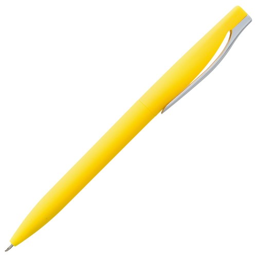 Купить Ручка шариковая Pin Soft Touch, желтая с нанесением логотипа