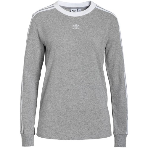 Купить Футболка женская с длинным рукавом 3 Stripes LS, серый меланж с нанесением логотипа Купить Футболка женская с длинным рукавом 3 Stripes LS, серый меланж с нанесением логотипа