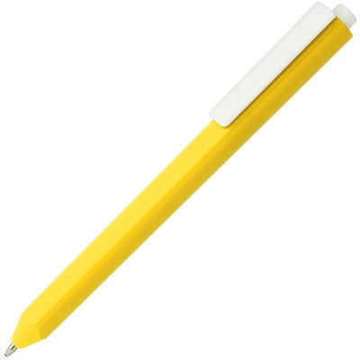 Купить Ручка шариковая Corner, желтая с белым с нанесением