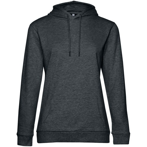 Купить Толстовка с капюшоном женская Hoodie, серый меланж (антрацит) с нанесением логотипа