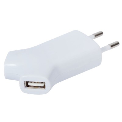 Купить Сетевое зарядное устройство Uniscend Double USB, белое с нанесением