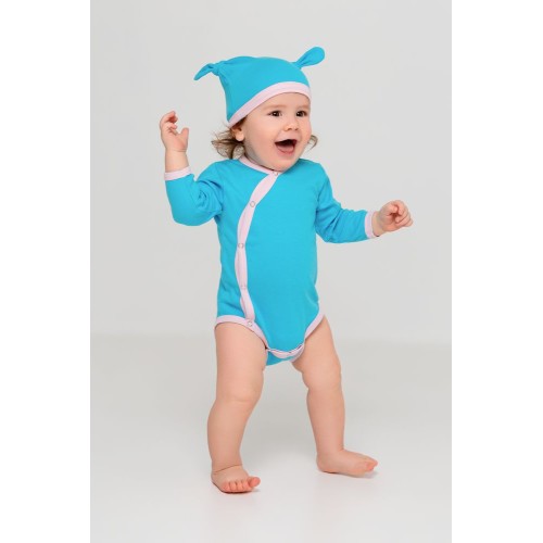 Купить Боди детское Baby Prime, бирюзовое с розовым с нанесением логотипа