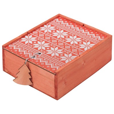 Купить Коробка деревянная «Скандик», большая, красная с нанесением логотипа