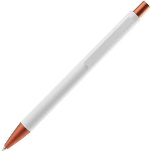 Купить Ручка шариковая Chromatic White, белая с оранжевым с нанесением логотипа