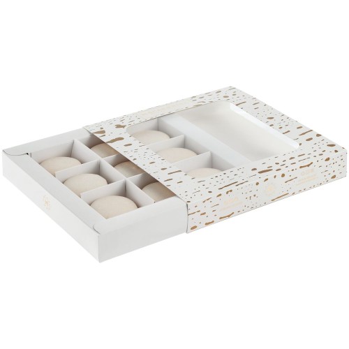 Купить Набор из 9 пирожных макарон, в коробке с окошком с нанесением логотипа