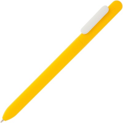 Купить Ручка шариковая Slider Soft Touch, желтая с белым с нанесением