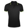 Купить Рубашка поло мужская PASADENA MEN 200 с контрастной отделкой, черная с зеленым с нанесением логотипа