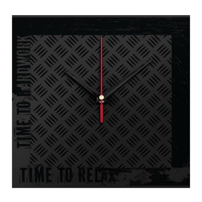 Купить Часы настенные стеклянные Hard Work Black с нанесением логотипа