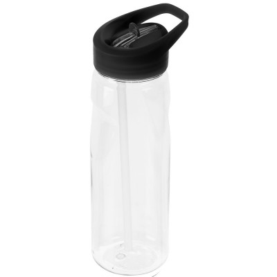 Купить Спортивная бутылка Start, прозрачная с черной крышкой с нанесением логотипа