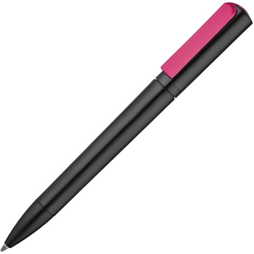 Купить Ручка шариковая Split Black Neon, черная с розовым с нанесением логотипа