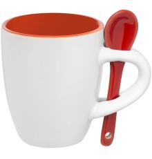 Кофейная кружка Pairy с ложкой, оранжевая с красной
