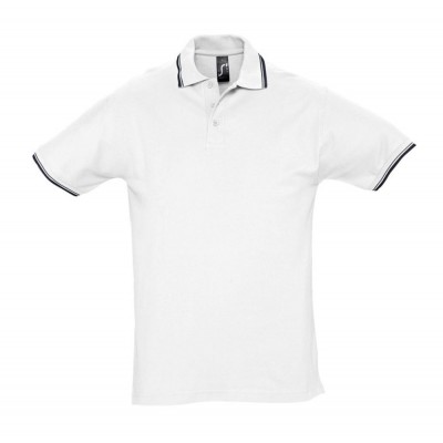 Купить Рубашка поло мужская с контрастной отделкой PRACTICE 270, белый/темно-синий с нанесением