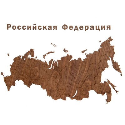 Купить Деревянная карта России с названиями городов, орех с нанесением