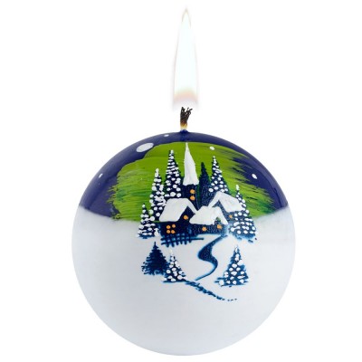 Купить Свеча ручной работы «Северное сияние», в форме шара с нанесением логотипа