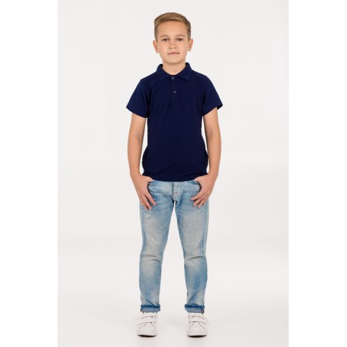 Купить Рубашка поло детская Virma Kids, темно-синяя с нанесением логотипа