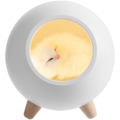 Купить Беспроводная лампа-колонка Right Meow, белая с нанесением логотипа