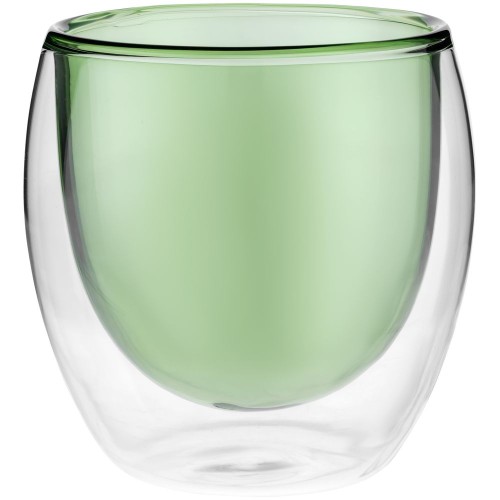 Купить Стакан с двойными стенками Glass Bubble, зеленый с нанесением логотипа