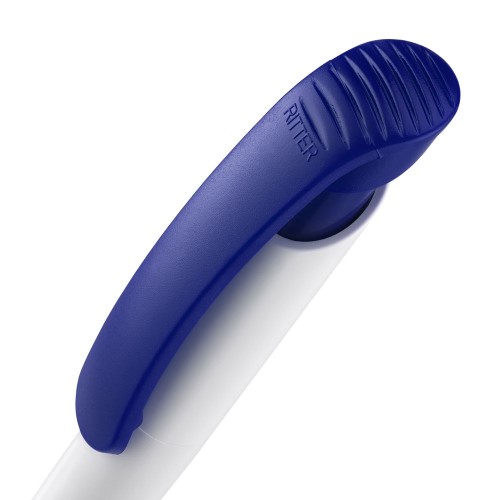 Купить Ручка шариковая Clear Solid, белая с синим с нанесением логотипа