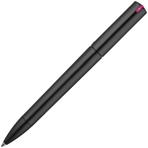 Купить Ручка шариковая Split Black Neon, черная с розовым с нанесением логотипа