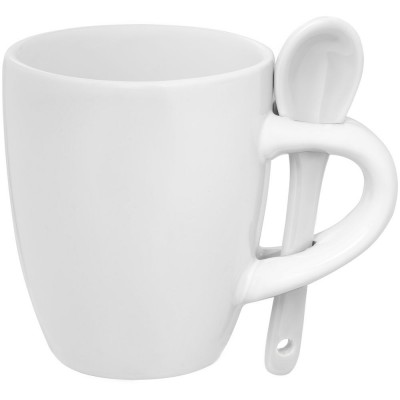 Купить Кофейная кружка Pairy с ложкой, белая с нанесением логотипа