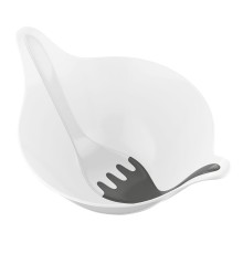 Салатник с приборами Leaf 2.0, белый с серым