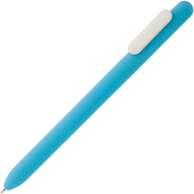 Купить Ручка шариковая Slider Soft Touch, голубая с белым с нанесением