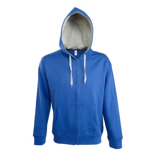 Купить Толстовка мужская Soul Men 290 с контрастным капюшоном, ярко-синяя с нанесением логотипа
