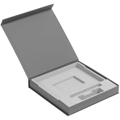 Купить Коробка Memoria под ежедневник, аккумулятор и ручку, серая с нанесением логотипа