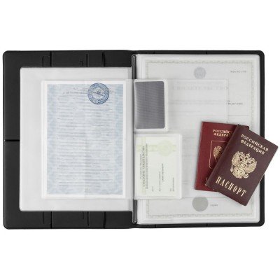Купить Папка для хранения документов Devon Maxi, черная с нанесением