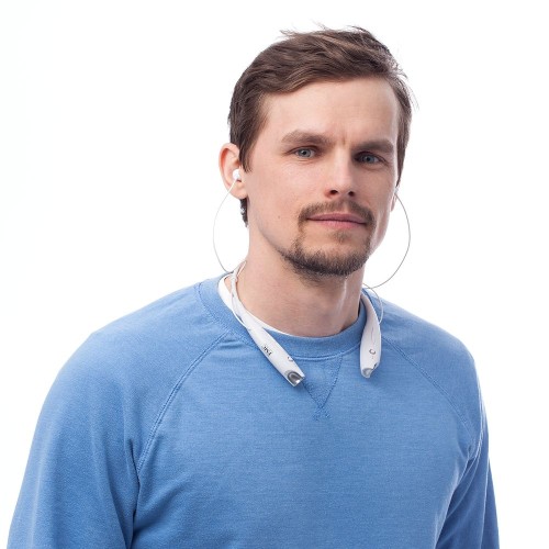 Купить Bluetooth наушники stereoBand, белые с нанесением логотипа