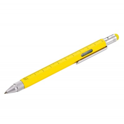 Купить Ручка шариковая Construction, мультиинструмент, желтая с нанесением