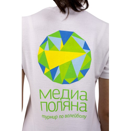Купить Рубашка поло женская PEOPLE 210, белая с нанесением логотипа Купить Рубашка поло женская PEOPLE 210, белая с нанесением логотипа