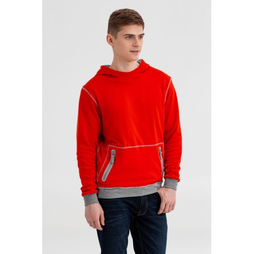 Купить Толстовка Revers, серая с красным с нанесением логотипа
