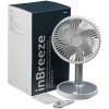 Купить Настольный беспроводной вентилятор с подсветкой inBreeze, белый c серым с нанесением логотипа