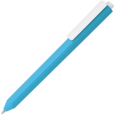 Купить Ручка шариковая Corner, голубая с белым с нанесением