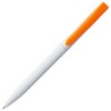 Купить Ручка шариковая Pin, белая с оранжевым с нанесением логотипа