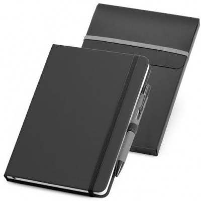 Купить Набор: блокнот Advance с ручкой, черный с серым с нанесением