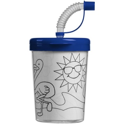 Купить Детский стакан-раскраска «Передвижник», синий с нанесением логотипа