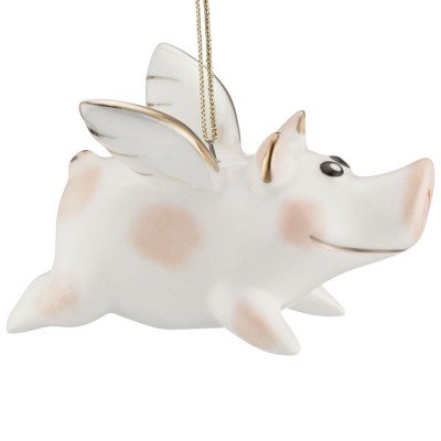 Купить Фарфоровая елочная игрушка Piggy Wingy с нанесением