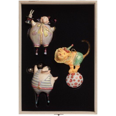 Купить Набор из 3 елочных игрушек Circus Collection: фокусник, силач и лев с нанесением