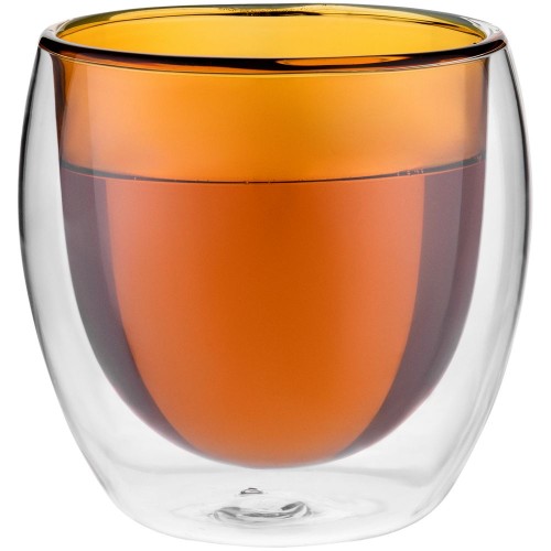 Купить Стакан с двойными стенками Glass Bubble, желтый с нанесением логотипа