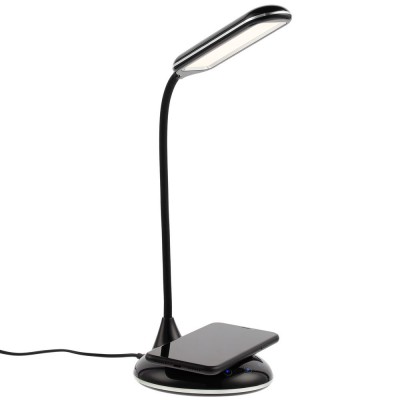 Купить Лампа с беспроводной зарядкой Bright Helper, черная с нанесением