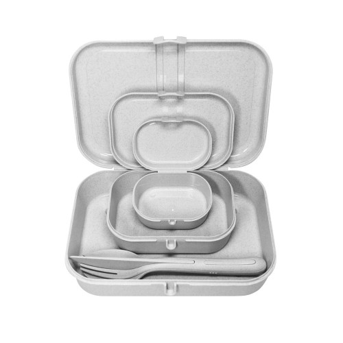 Купить Набор ланчбоксов со столовыми приборами Pascal Organic, серый с нанесением логотипа