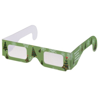 Купить Новогодние 3D очки «Елочки», зеленые с нанесением