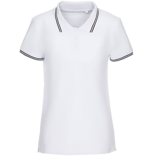 Купить Рубашка поло женская Virma Stripes Lady, белая с нанесением логотипа Купить Рубашка поло женская Virma Stripes Lady, белая с нанесением логотипа