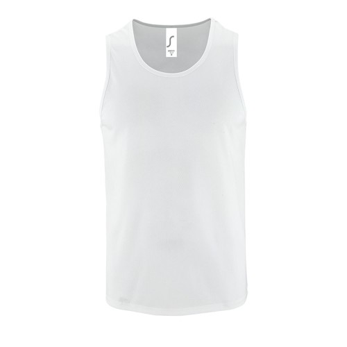 Купить Майка мужская SPORTY TT MEN, белая с нанесением логотипа Купить Майка мужская SPORTY TT MEN, белая с нанесением логотипа