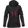 Купить Куртка софтшелл женская Patrol, черная с красным с нанесением логотипа