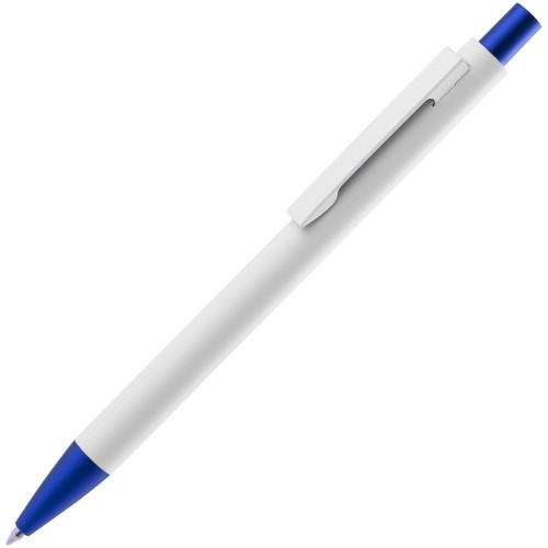Купить Ручка шариковая Chromatic White, белая с синим с нанесением логотипа